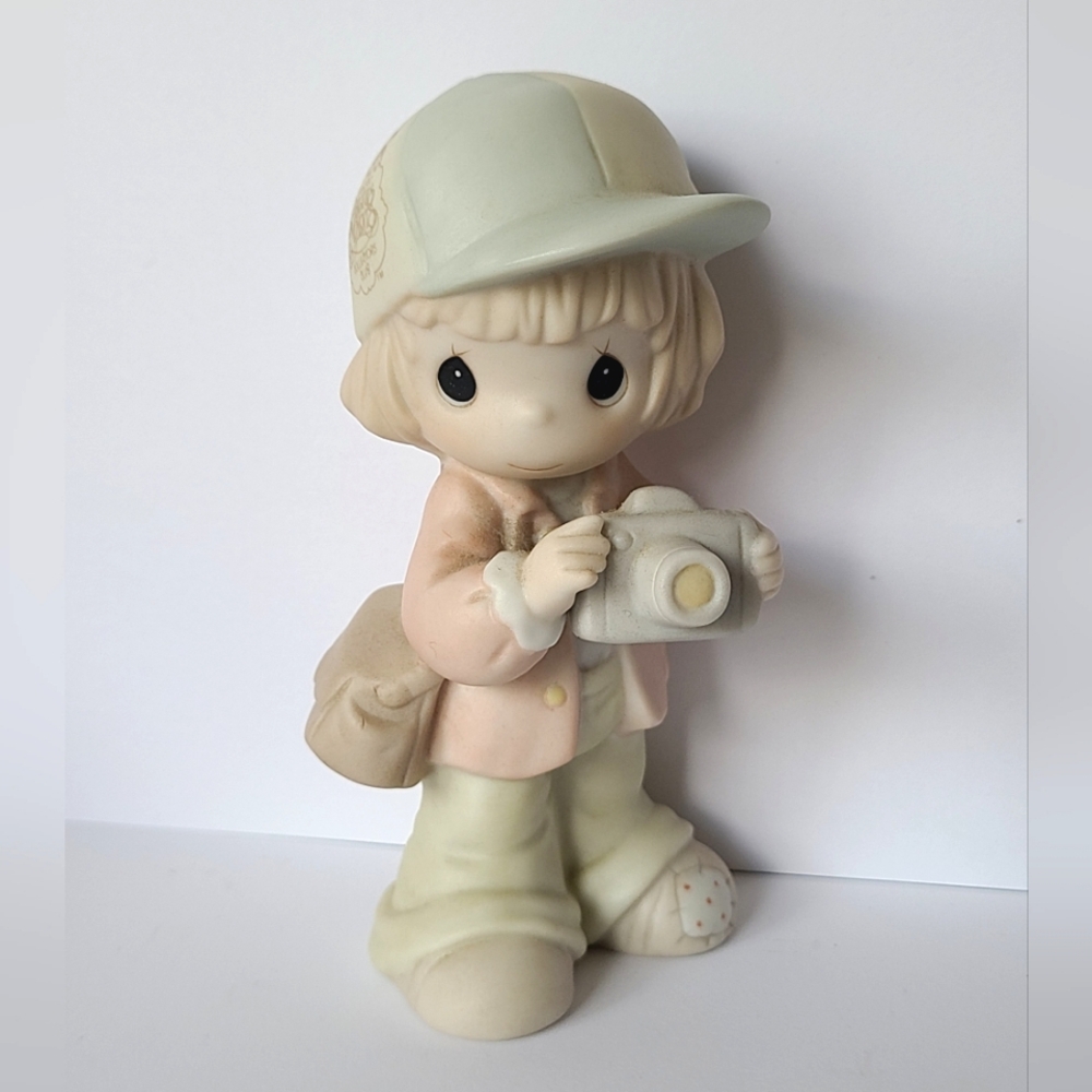 90s Precious Moments Collectors Club Vintage Girl Camera Collectible Figurine